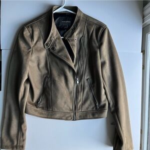 Banana Republic - Suede Moto Jacket - Beige - Size Small